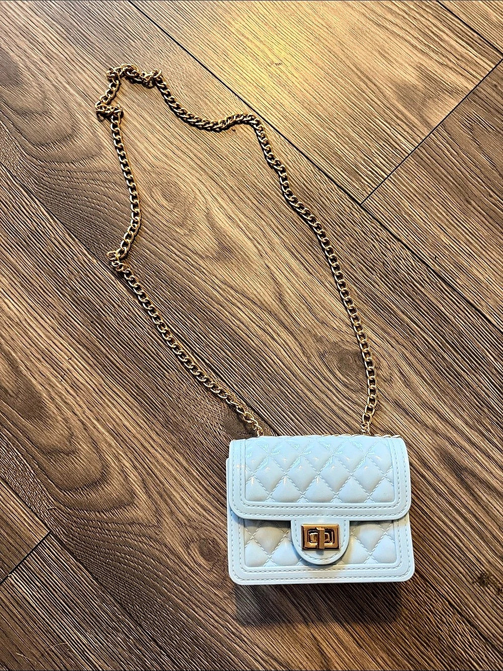 Forever 21 Mini Quilted Plastic Shoulder Bag light blue